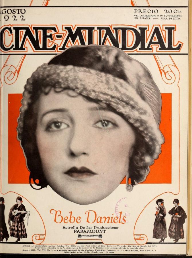 CINE-MUNDIAL magazine side cover August 1922