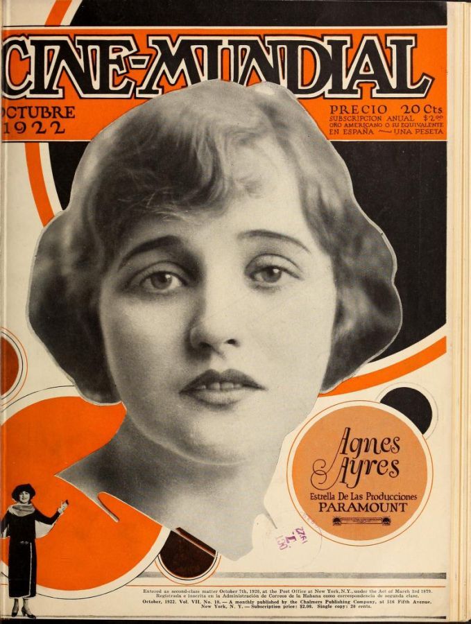CINE-MUNDIAL magazine side cover October 1922