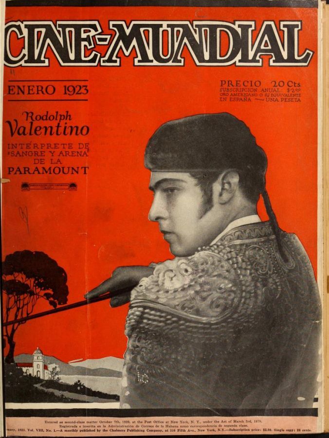 CINE-MUNDIAL magazine side cover January 1923