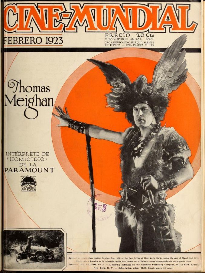 CINE-MUNDIAL magazine side cover February 1923