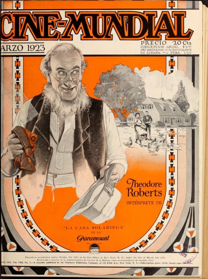 CINE-MUNDIAL magazine side cover March 1923