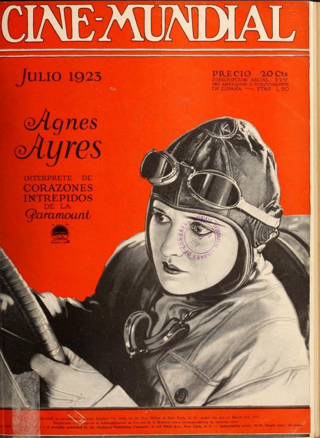 CINE-MUNDIAL magazine side cover July 1923