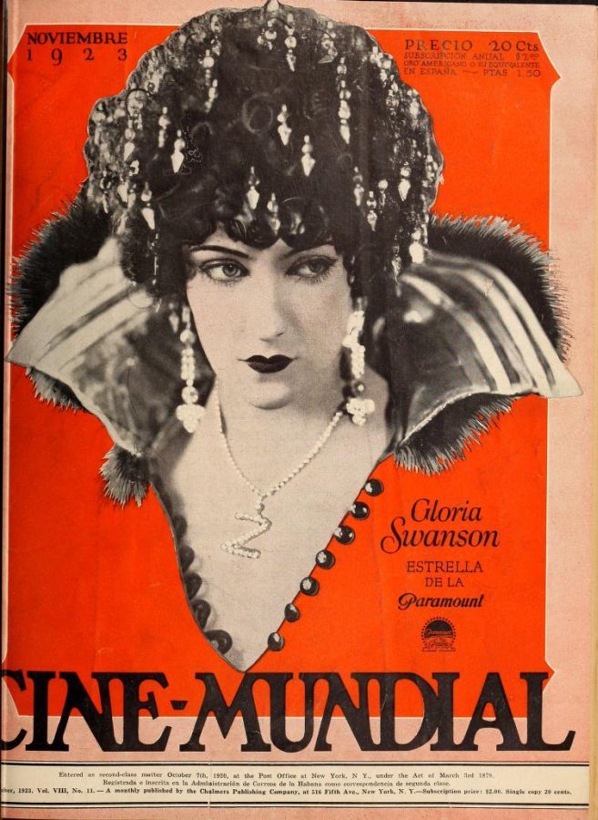 CINE-MUNDIAL magazine side cover November 1923