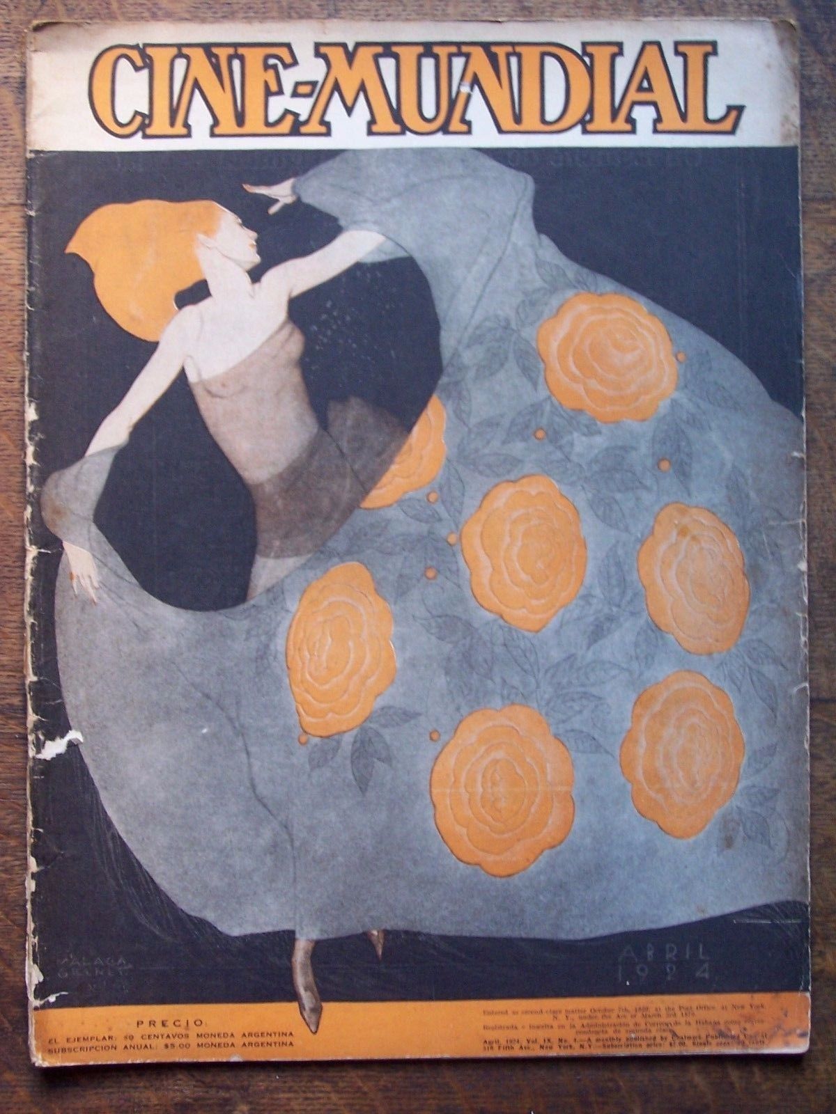 CINE-MUNDIAL magazine side cover April 1924