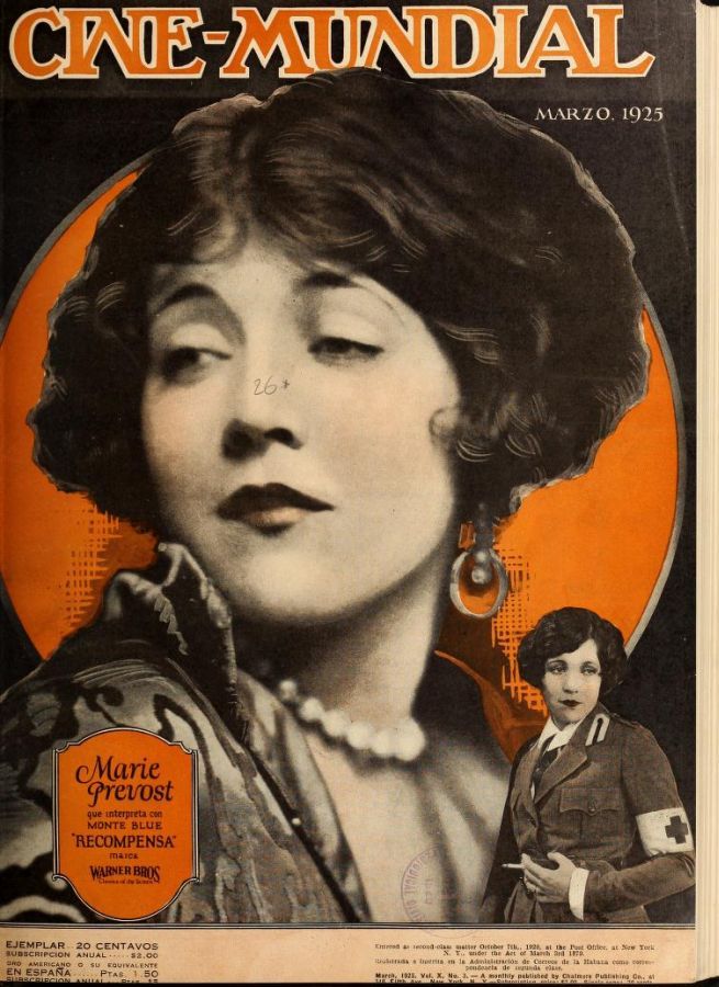 CINE-MUNDIAL magazine side cover March 1925