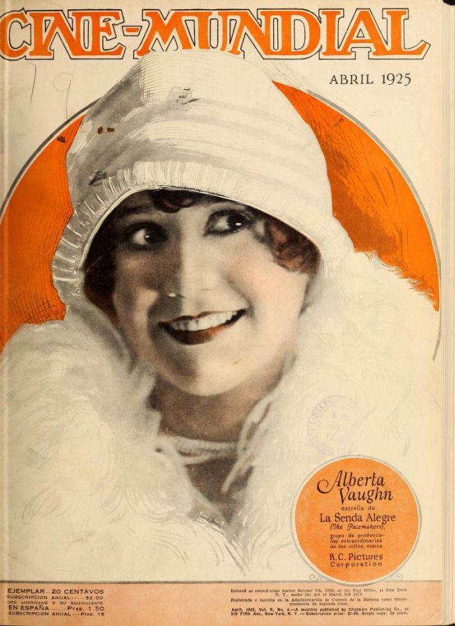 CINE-MUNDIAL magazine side cover April 1925