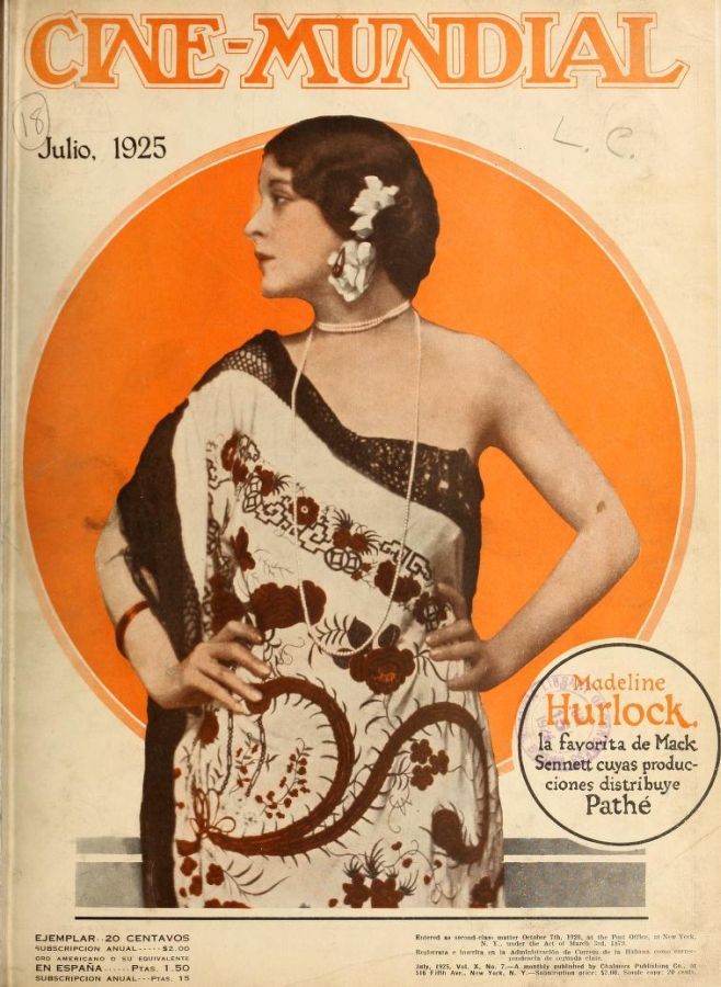 CINE-MUNDIAL magazine side cover July 1925