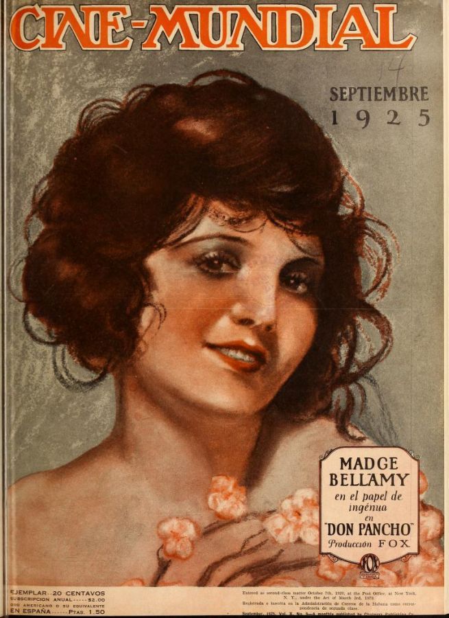 CINE-MUNDIAL magazine side cover September 1925