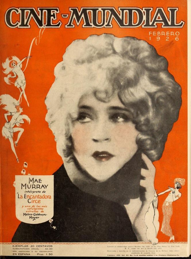 CINE-MUNDIAL magazine side cover February 1926
