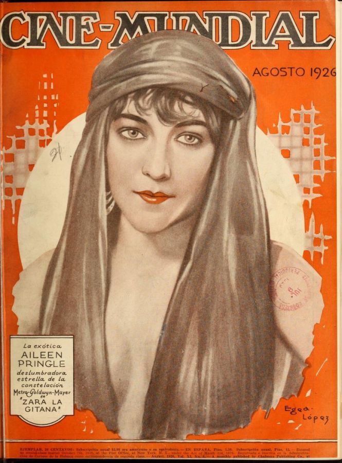 CINE-MUNDIAL magazine side cover August 1926