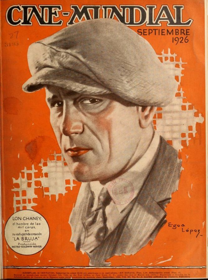 CINE-MUNDIAL magazine side cover September 1926