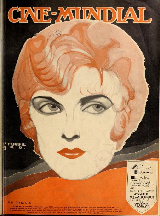CINE-MUNDIAL magazine side cover October 1926