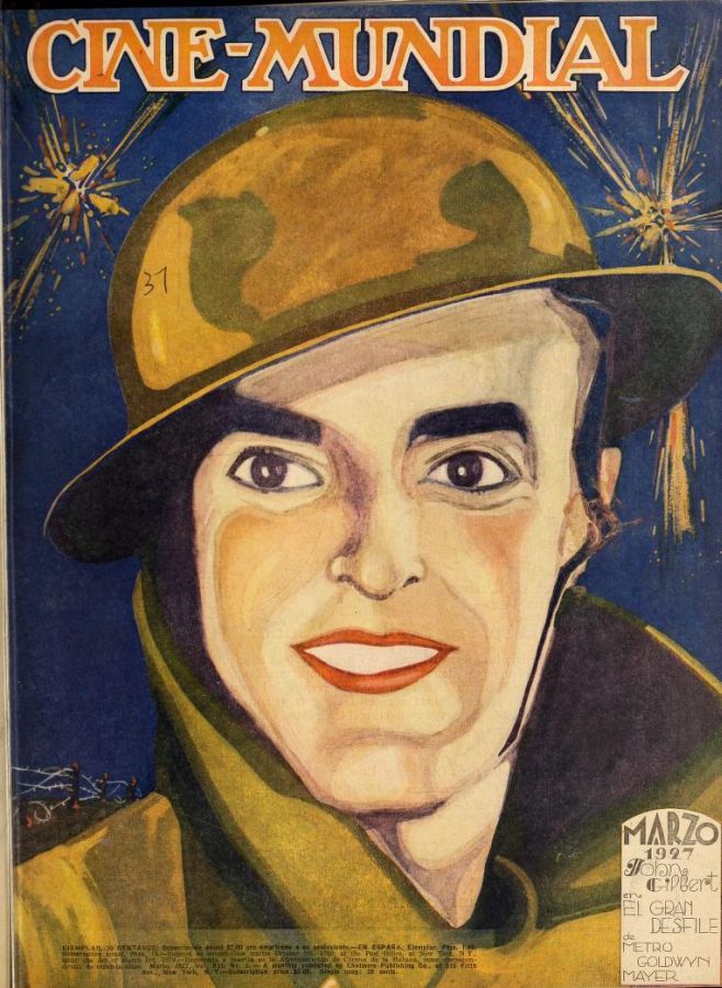 CINE-MUNDIAL magazine side cover March 1927