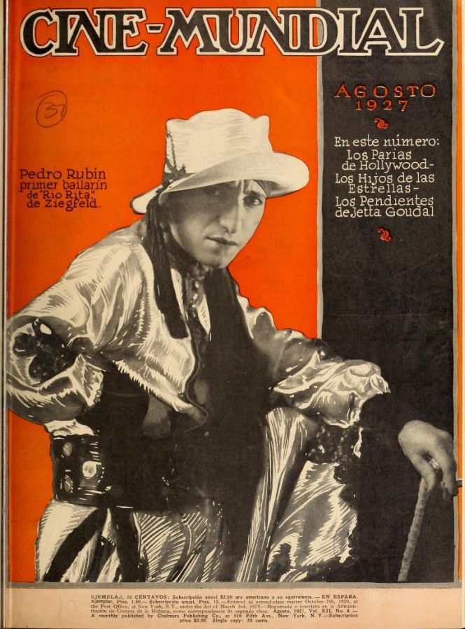 CINE-MUNDIAL magazine side cover August 1927