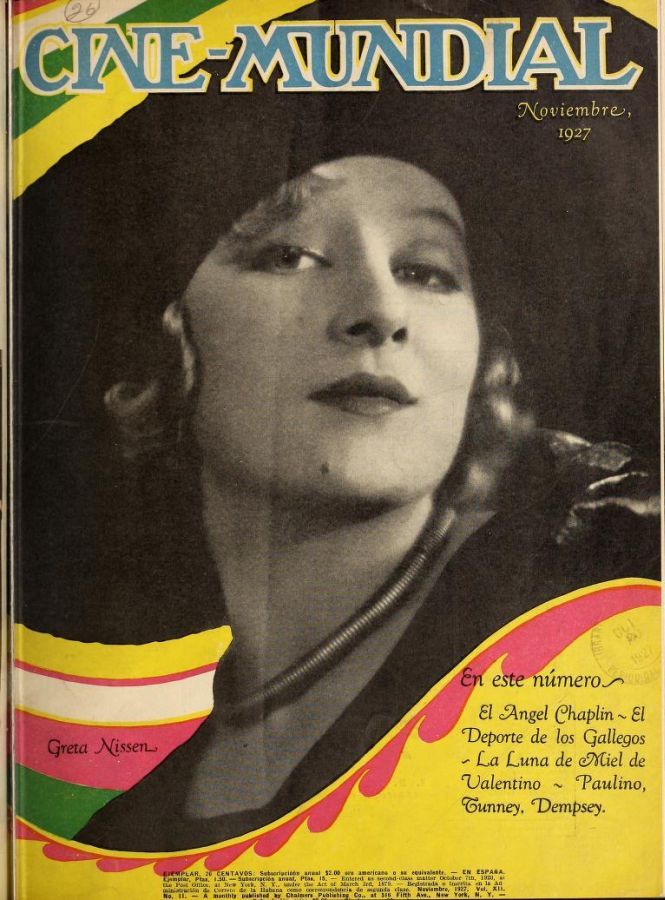CINE-MUNDIAL magazine side cover November 1927