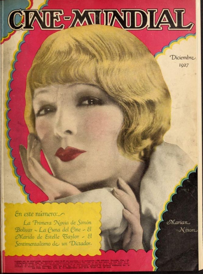 CINE-MUNDIAL magazine side cover December 1927