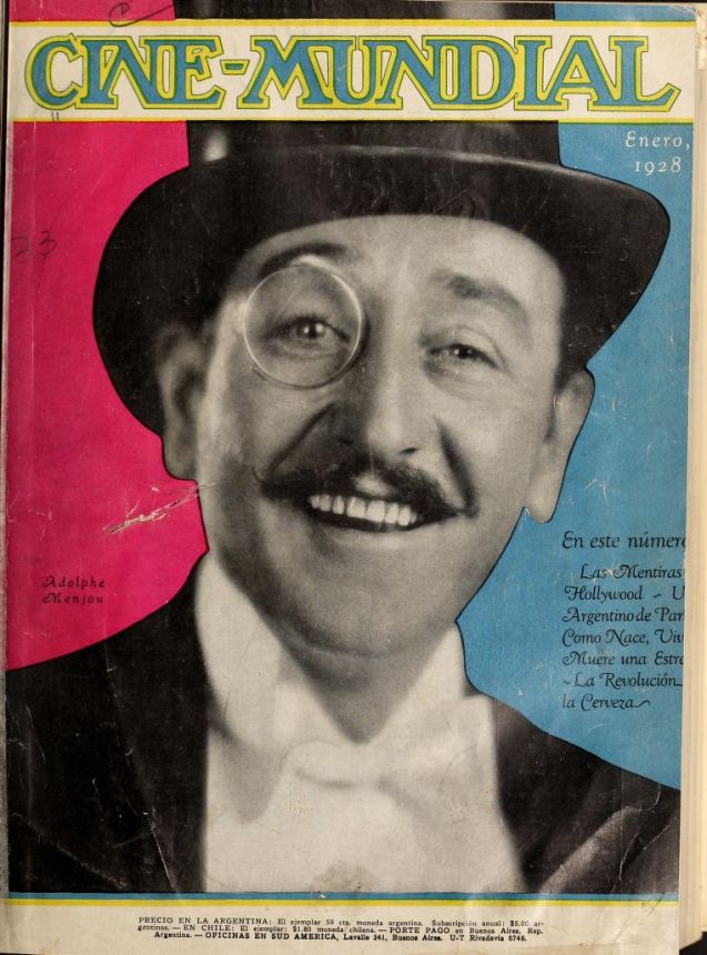CINE-MUNDIAL magazine side cover January 1928