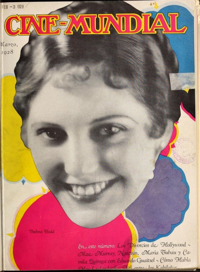 CINE-MUNDIAL magazine side cover March 1928
