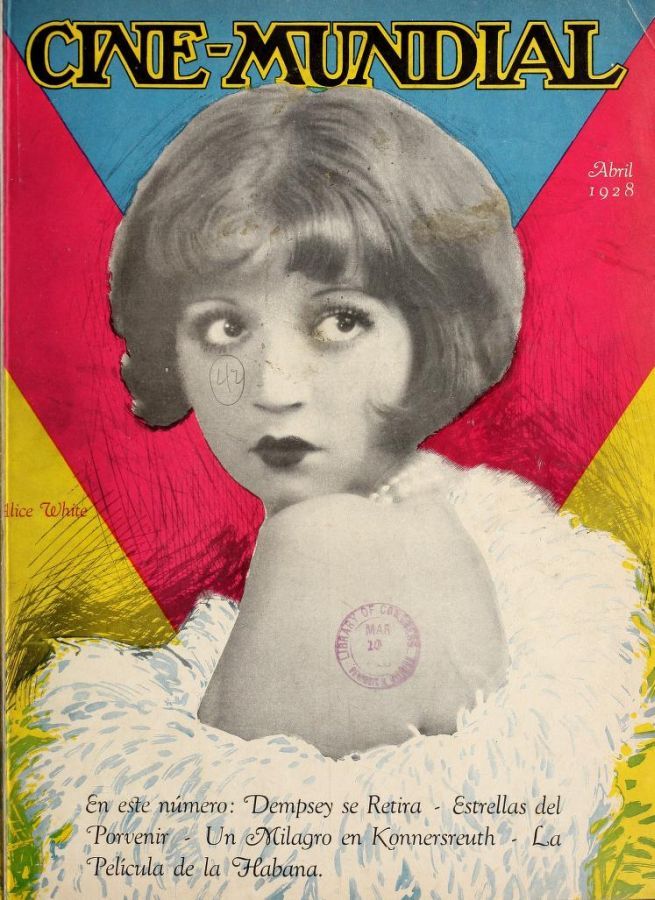 CINE-MUNDIAL magazine side cover April 1928