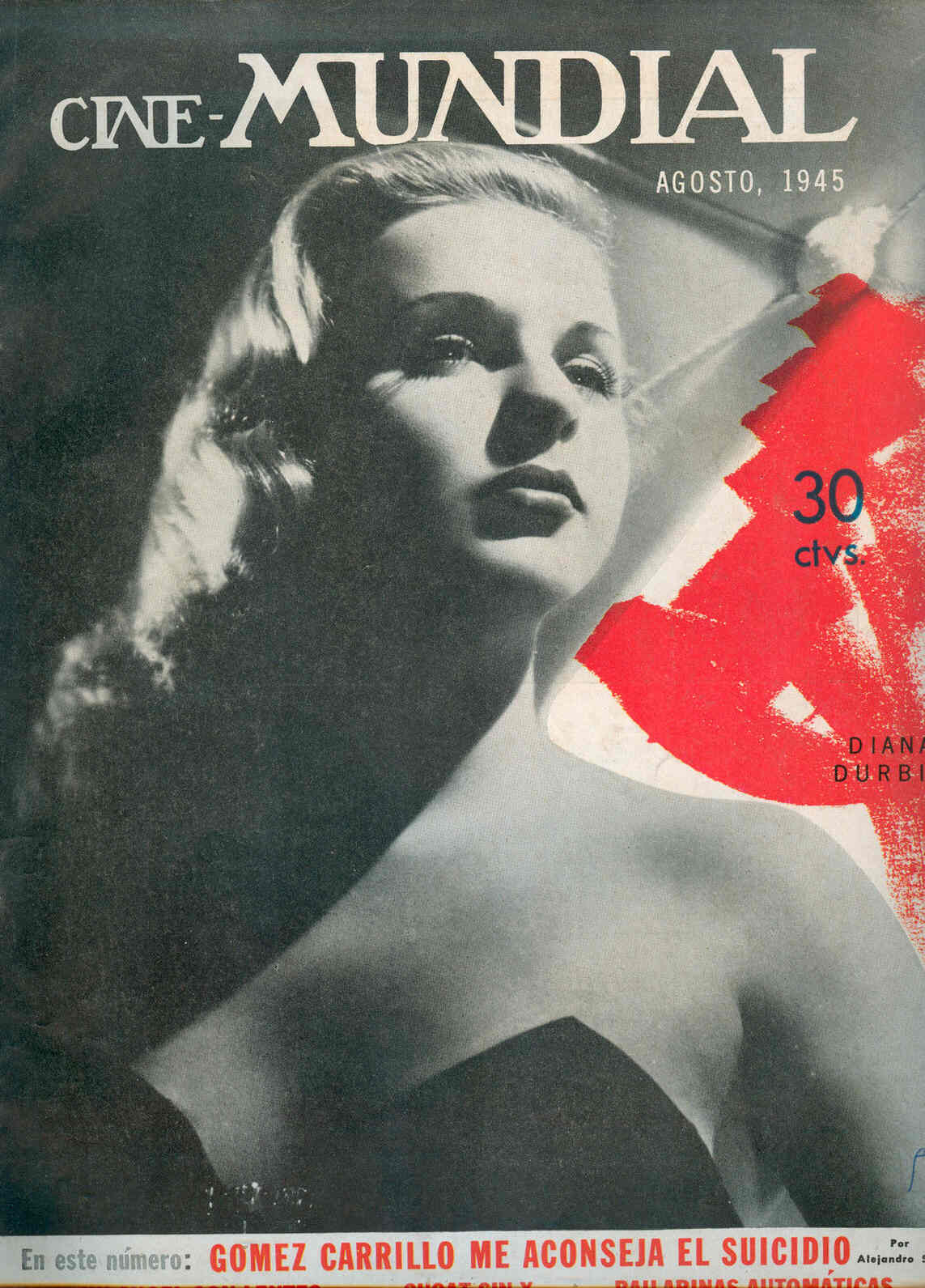CINE-MUNDIAL magazine side cover August 1945