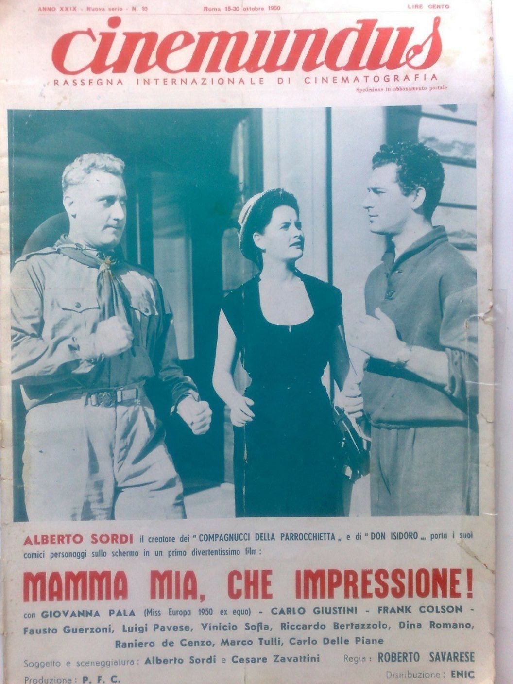CINEMUNDUS magazine side cover Issue 10  October/March 1950