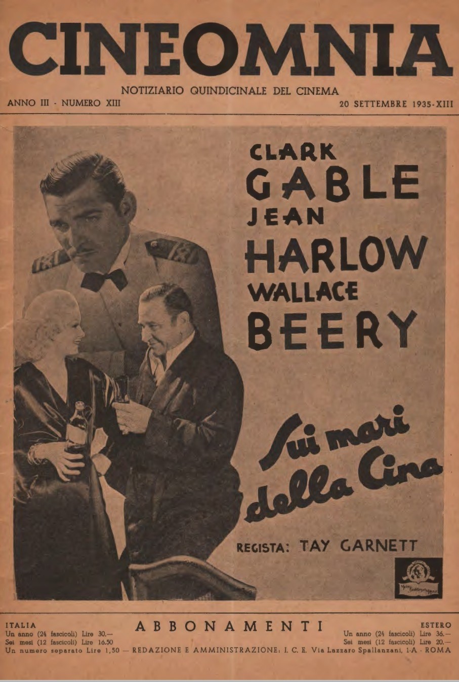 CINEOMNIA magazine side cover Issue 13 20 September 1935