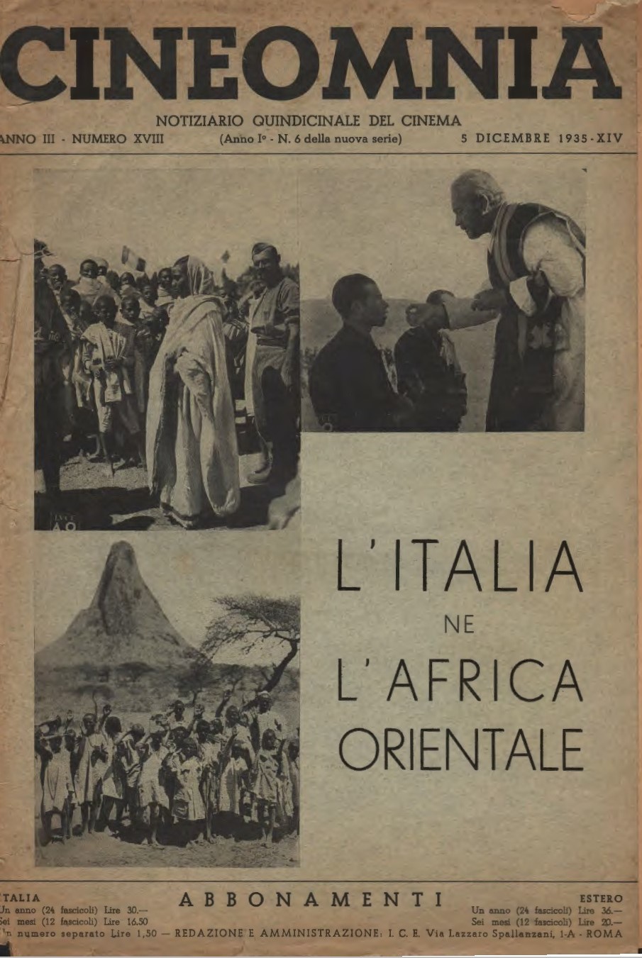 CINEOMNIA magazine side cover Issue 18 5 December 1935