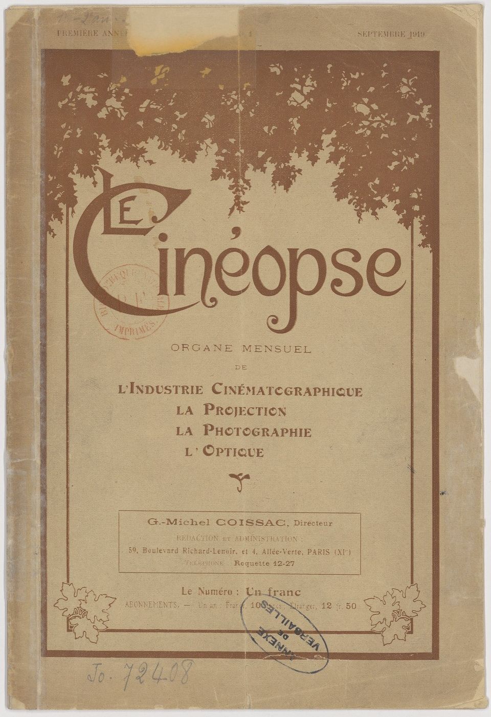 CINEOPSE | LE magazine side cover 1 September 1919