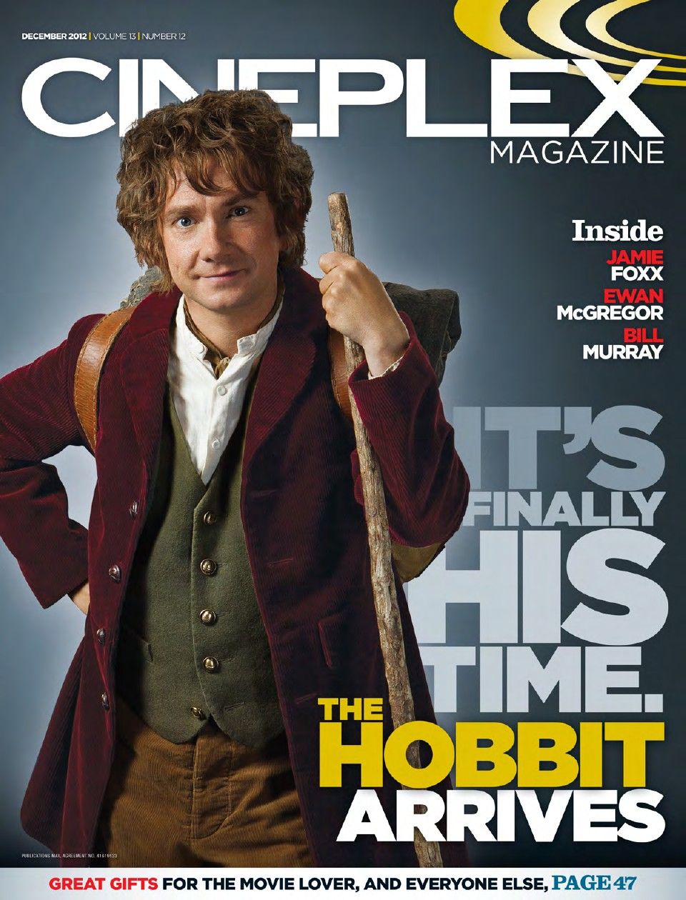 CINEPLEX magazine side cover  Vol 13 No  12  December 2012