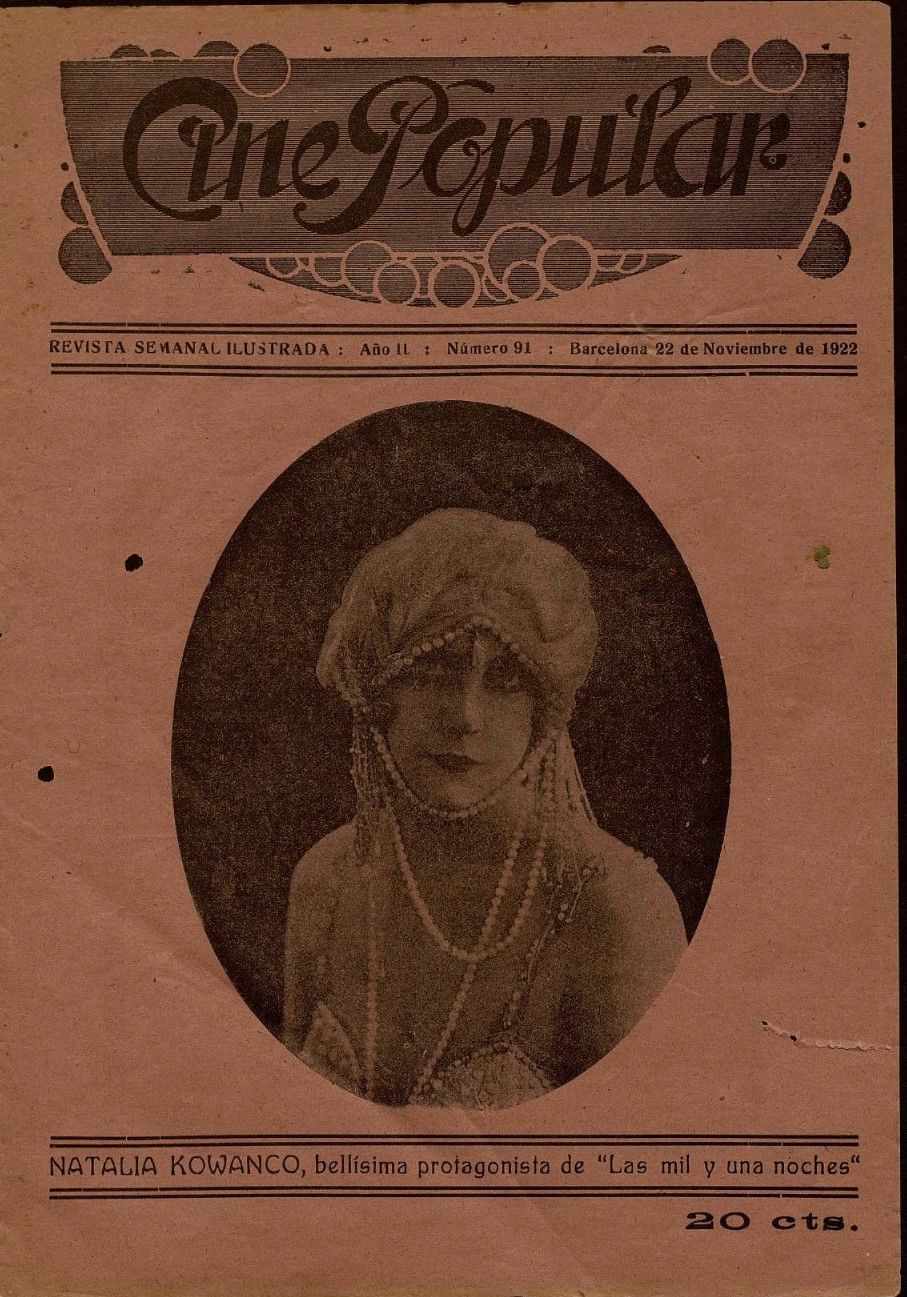 CINE POPULAR magazine side cover Issue 91 22 November 1922