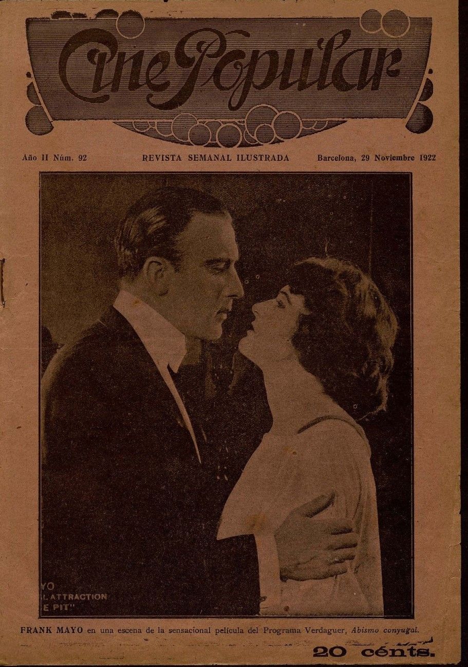 CINE POPULAR magazine side cover Issue 92 29 November 1922