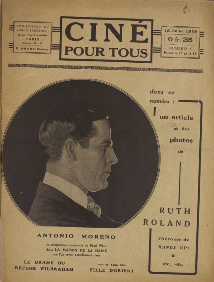 CINE POUR TOUS magazine side cover Issue 3 15 July 1919