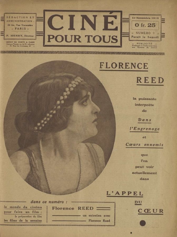 CINE POUR TOUS magazine side cover Issue 9 1 November 1919