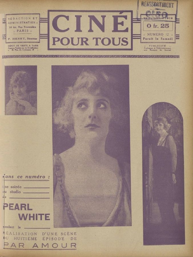 CINE POUR TOUS magazine side cover Issue 12 22 November 1919