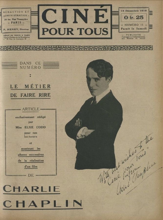 CINE POUR TOUS magazine side cover Issue 15 13 December 1919