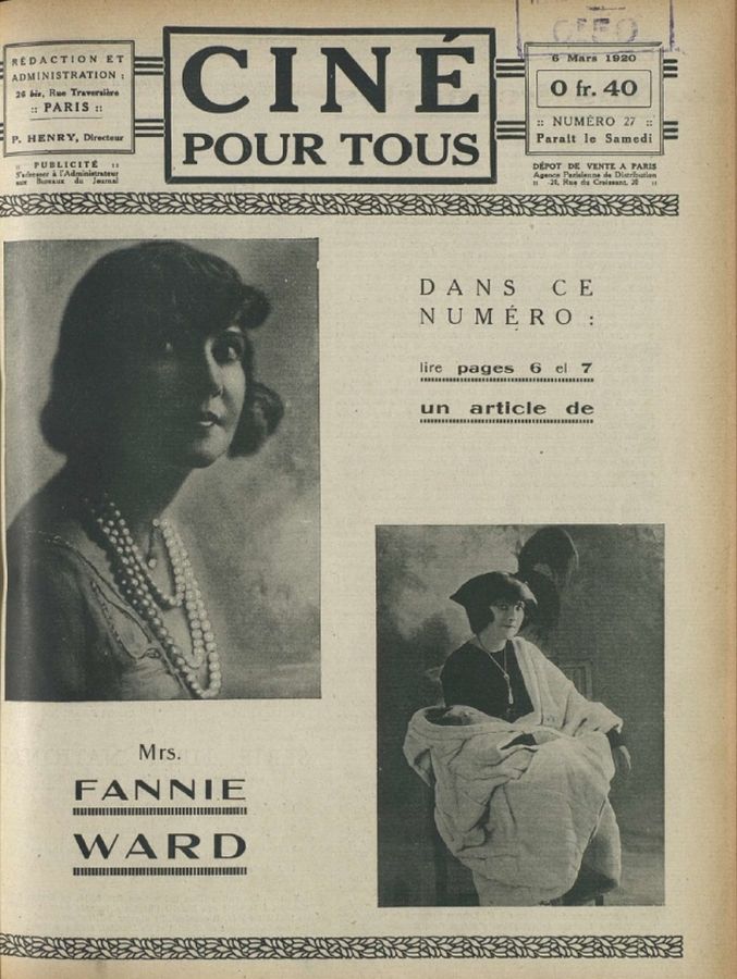 CINE POUR TOUS magazine side cover Issue 27 6 March 1920