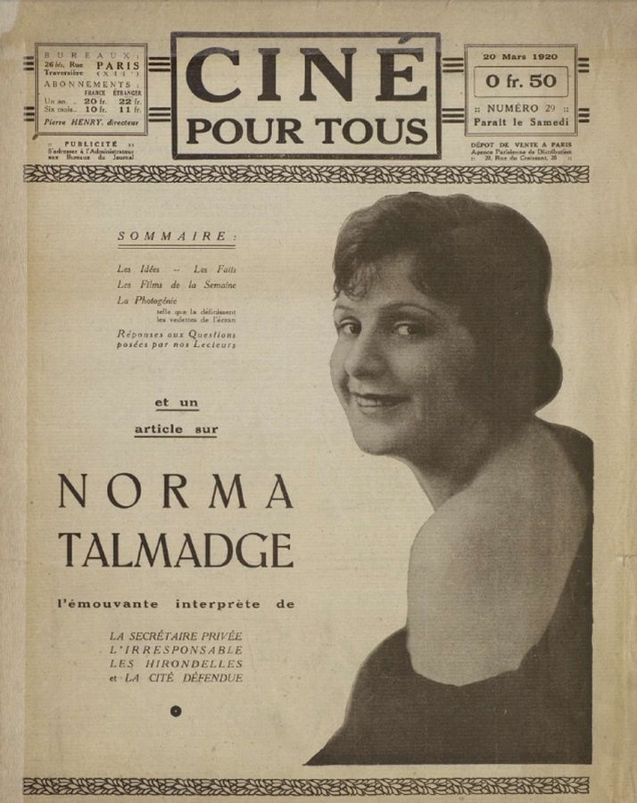 CINE POUR TOUS magazine side cover Issue 29 20 March 1920