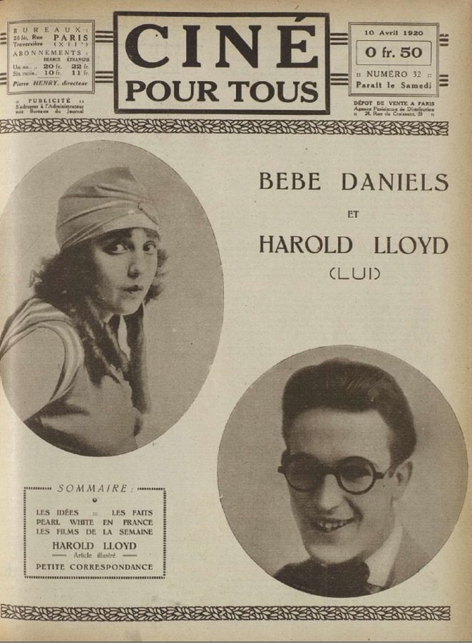 CINE POUR TOUS magazine side cover Issue 32 10 April 1920