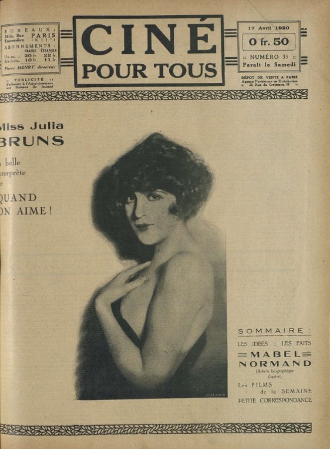 CINE POUR TOUS magazine side cover Issue 33 17 April 1920