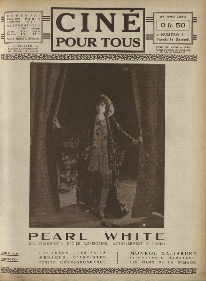 CINE POUR TOUS magazine side cover Issue 34 24 April 1920