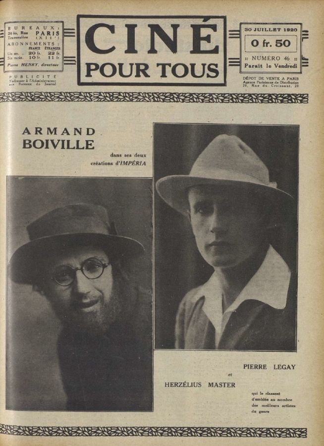 CINE POUR TOUS magazine side cover Issue 46 30 July 1920