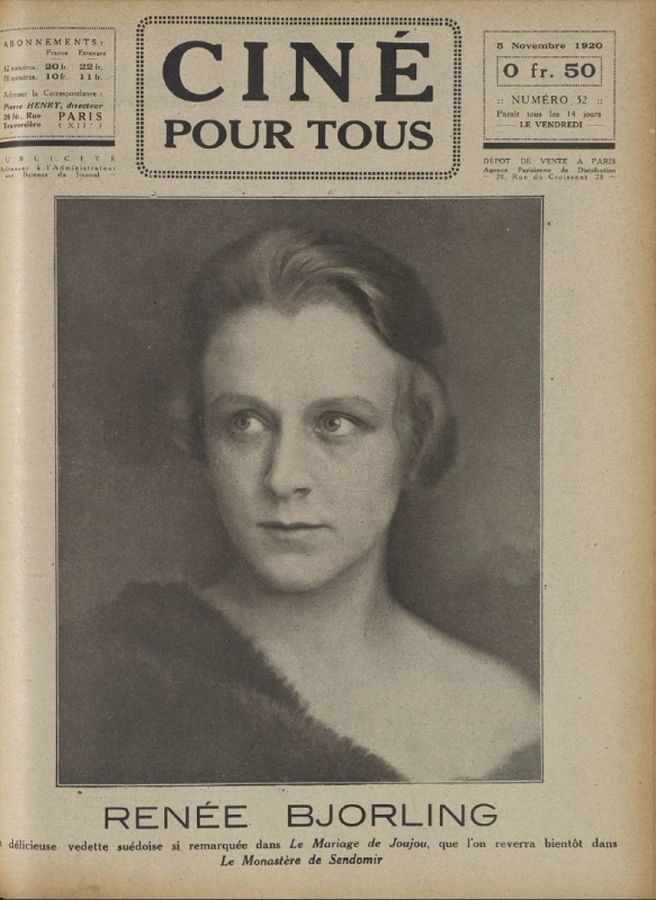 CINE POUR TOUS magazine side cover Issue 52 5 November 1920