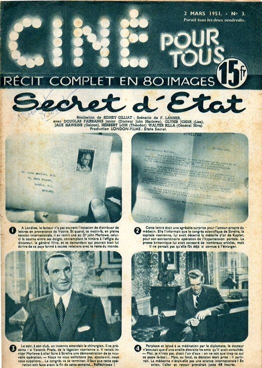 CINE POUR TOUS (50s) magazine side cover Issue 3 2 March 1951