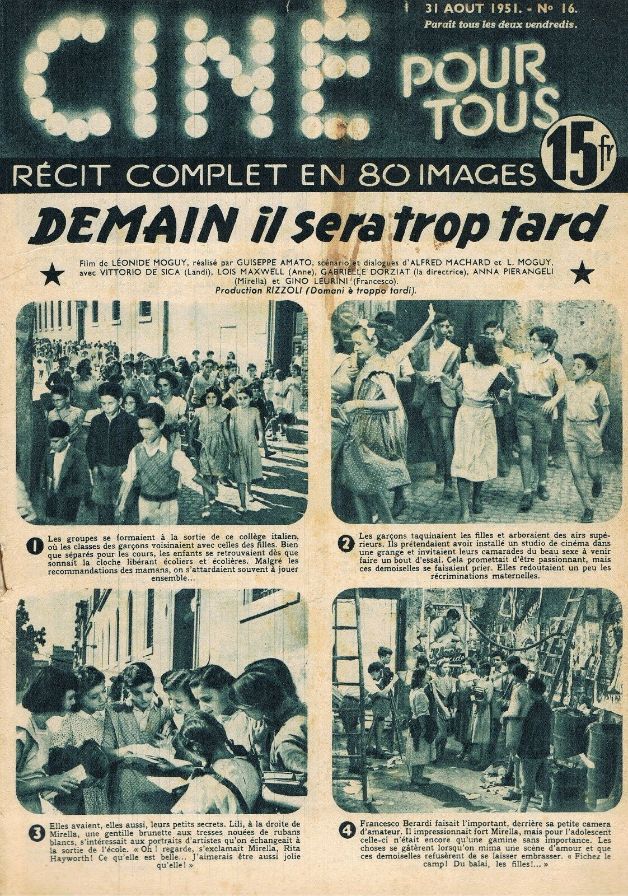 CINE POUR TOUS (50s) magazine side cover Issue 16 31 August 1951