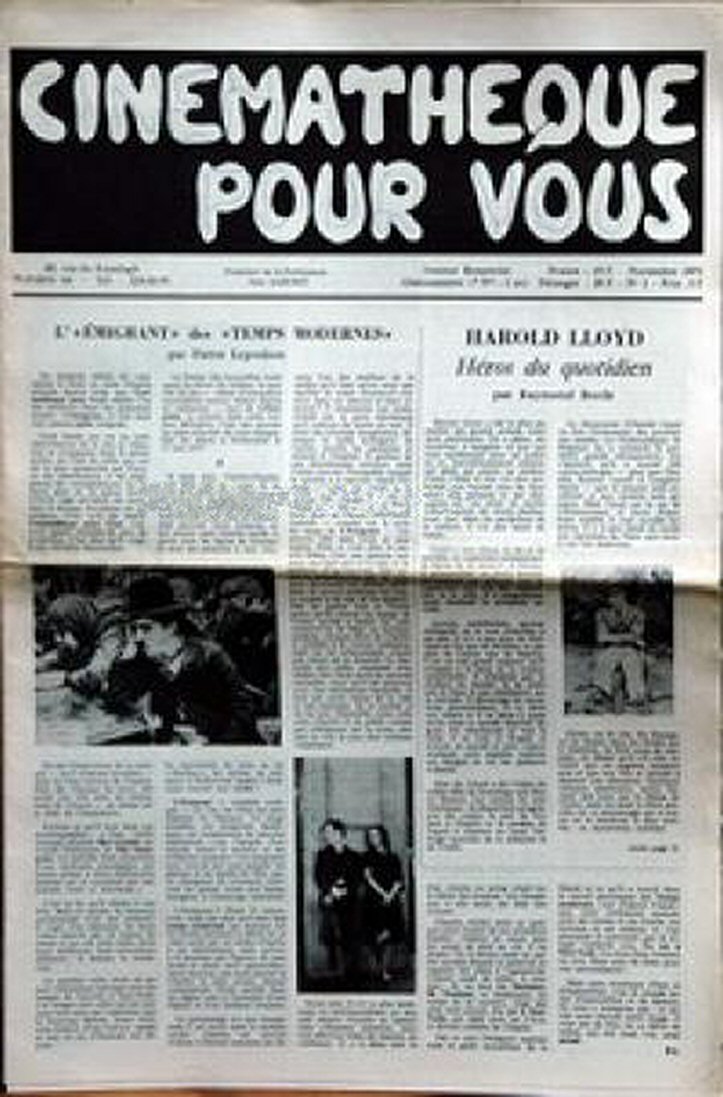 CINEMATHEQUE POUR VOUS magazine side cover Issue 1 November 1971