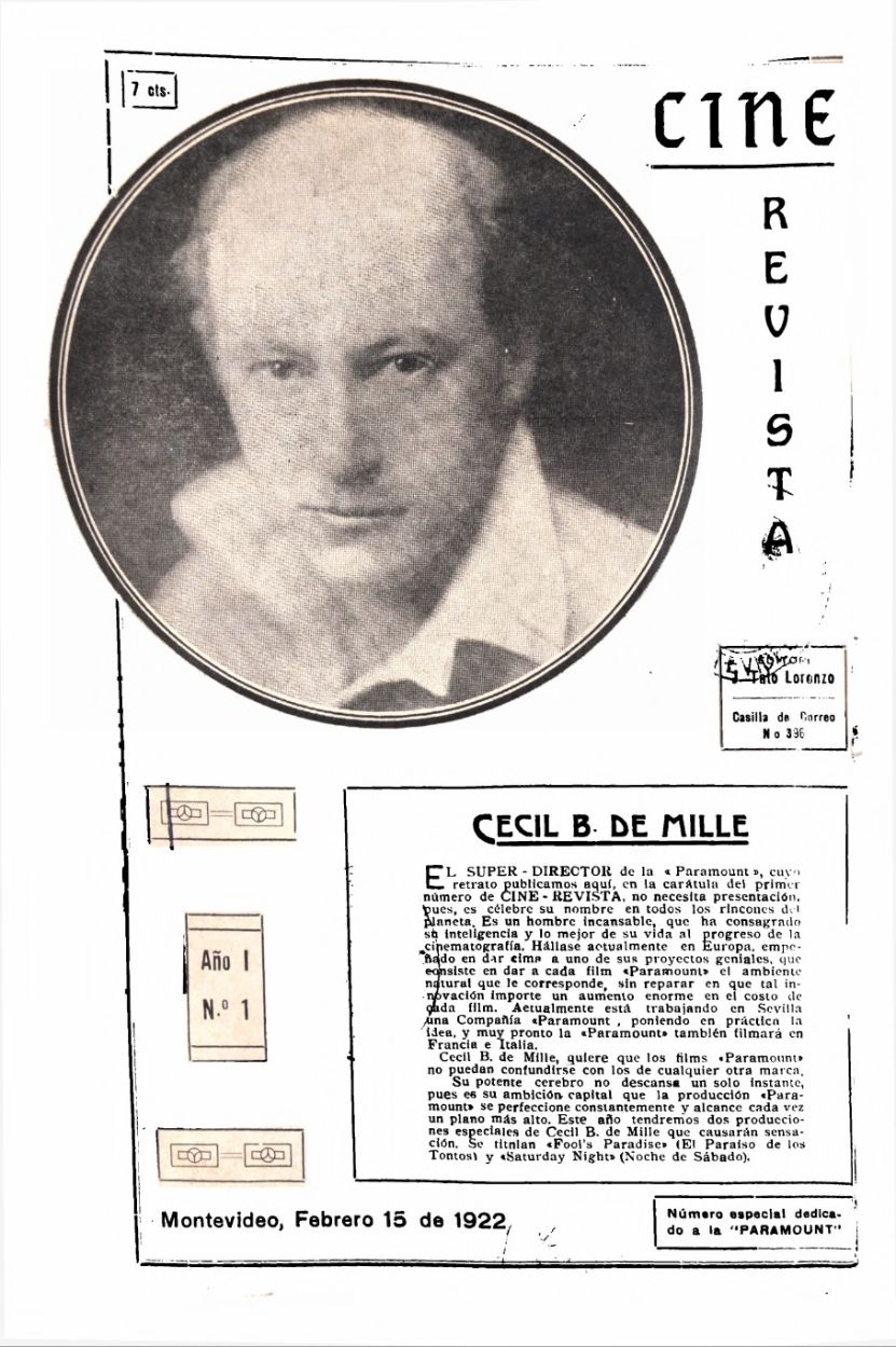 CINE REVISTA (URY) magazine side cover Issue 1  Vol 1 No  1 15 February 1922