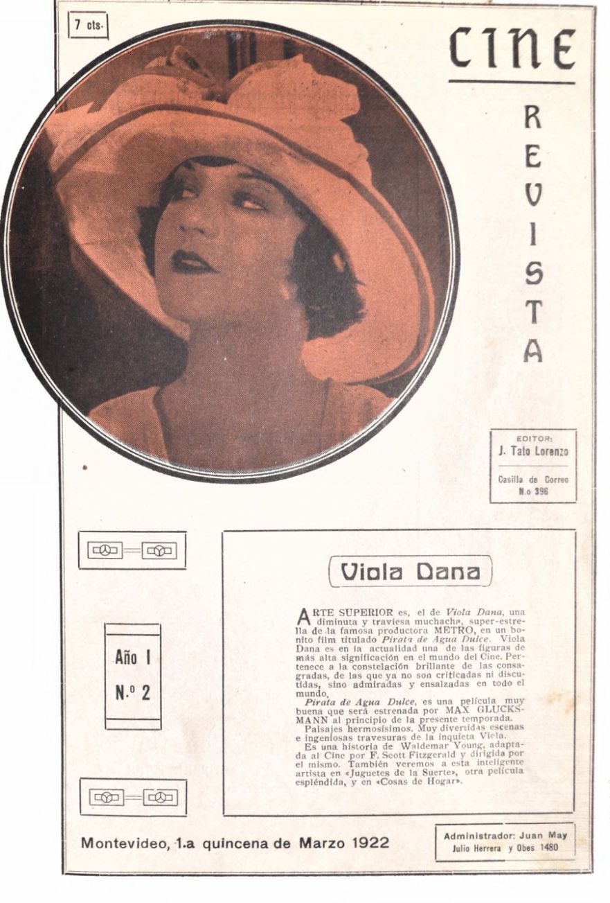 CINE REVISTA (URY) magazine side cover  Vol 1 No  2 1 March 1922