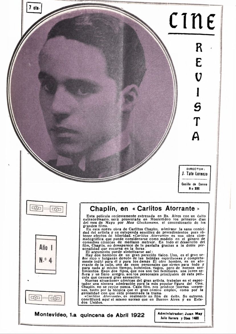 CINE REVISTA (URY) magazine side cover  Vol 1 No  4 1 April 1922
