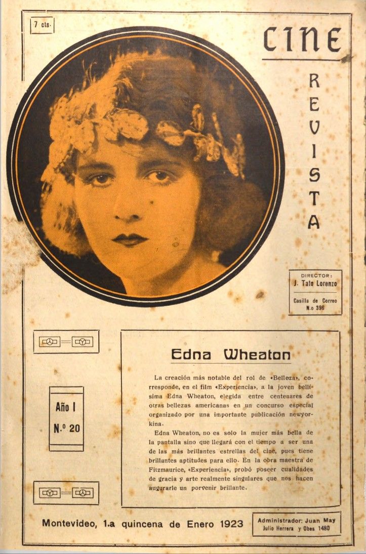 CINE REVISTA (URY) magazine side cover  Vol 1 No  20 8 January 1923
