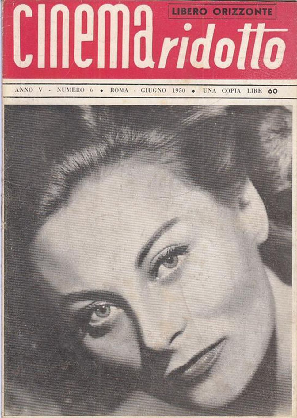 CINEMA RIDOTTO magazine side cover Issue 6  June 1950